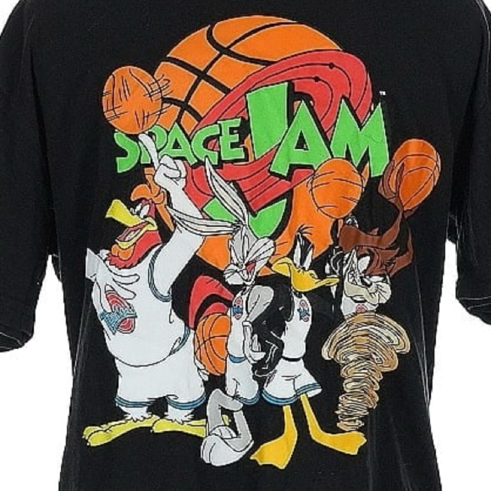 Retro Space Jam Black Graphic Jersey Tee